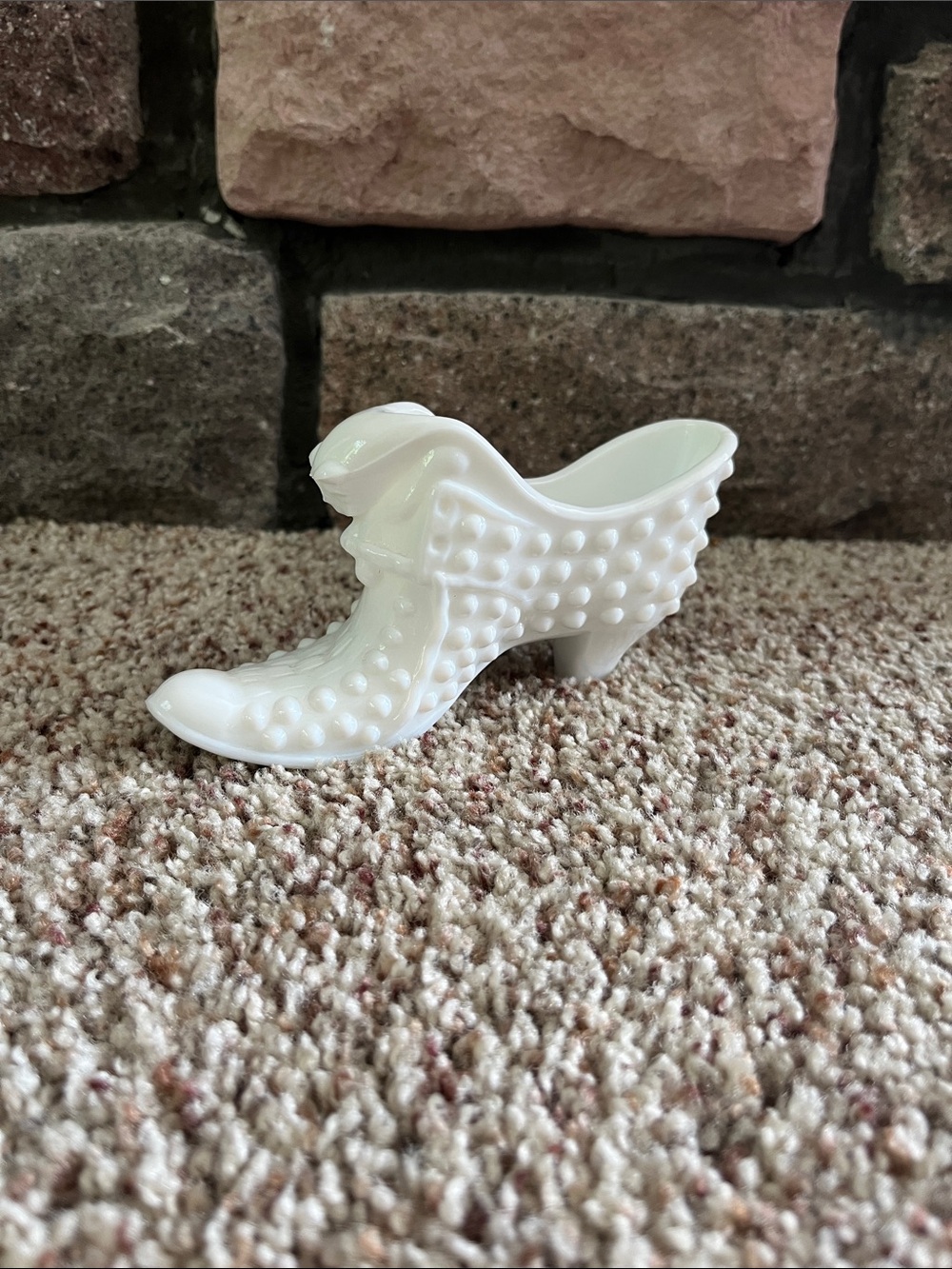 Fenton milk glass hobnail cat head shoe